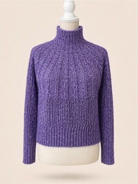 & Other Stories Purple Mock neck Sweater Alpaca Wool Blend Rib Knit Cozy Chic S